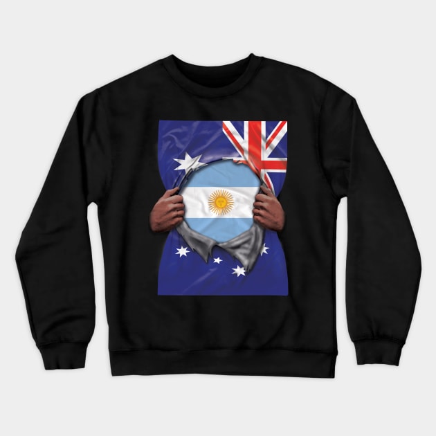 Argentina Flag Australian Flag Ripped Open - Gift for Argentinian From Argentina Crewneck Sweatshirt by Country Flags